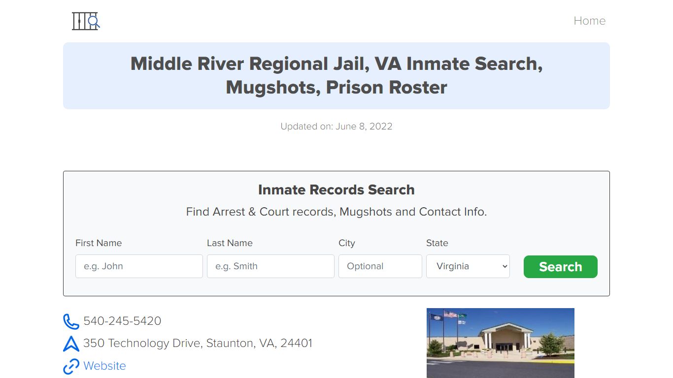 Middle River Regional Jail, VA Inmate Search, Mugshots ...